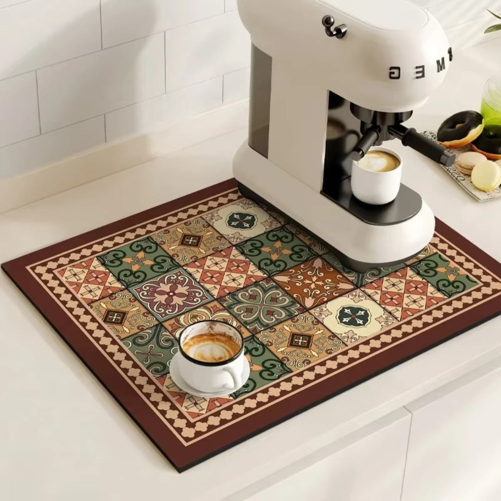 Retro Tile Design Absorbent Coffee Mat — product view 13
