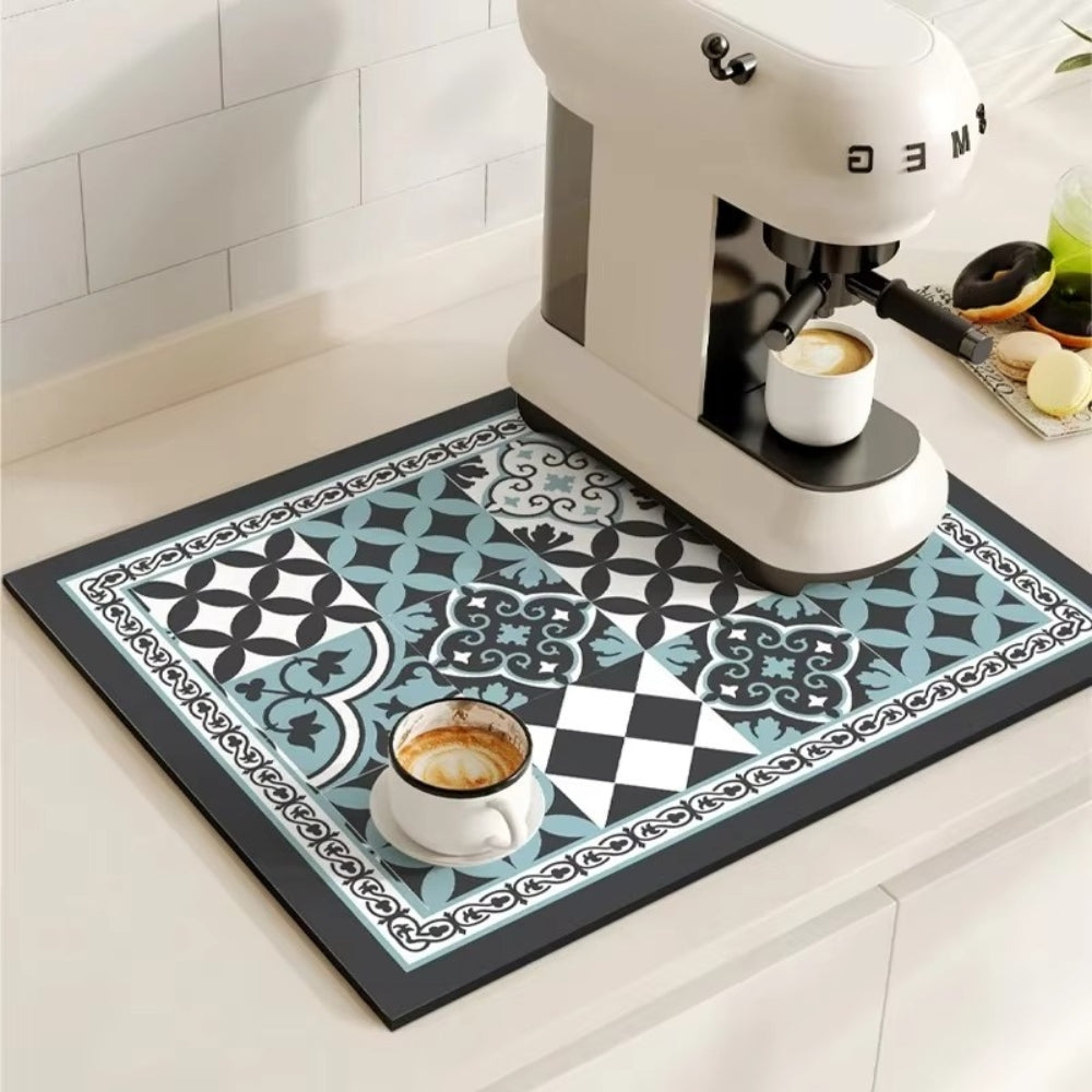 Retro Tile Design Absorbent Coffee Mat — product view 14