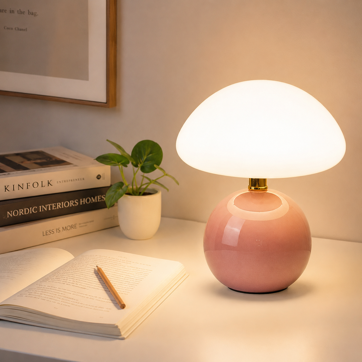Mushroom Table Lamp with Ceramic Base — product view 4