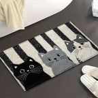 Striped Cartoon Cat Rug Waterproof Soft Floor Mat — product view 1