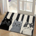 Striped Cartoon Cat Rug Waterproof Soft Floor Mat — product view 2