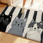 Striped Cartoon Cat Rug Waterproof Soft Floor Mat — product view 4