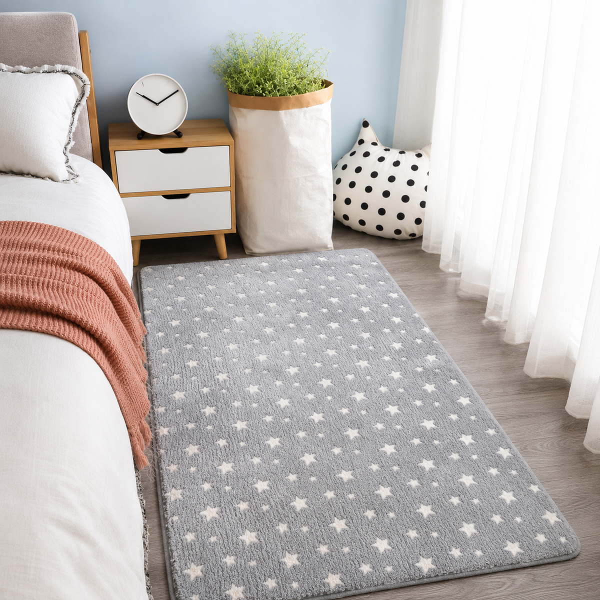 Magical Glow in the Dark Kids Rug with Moon and Star Design — product view 4