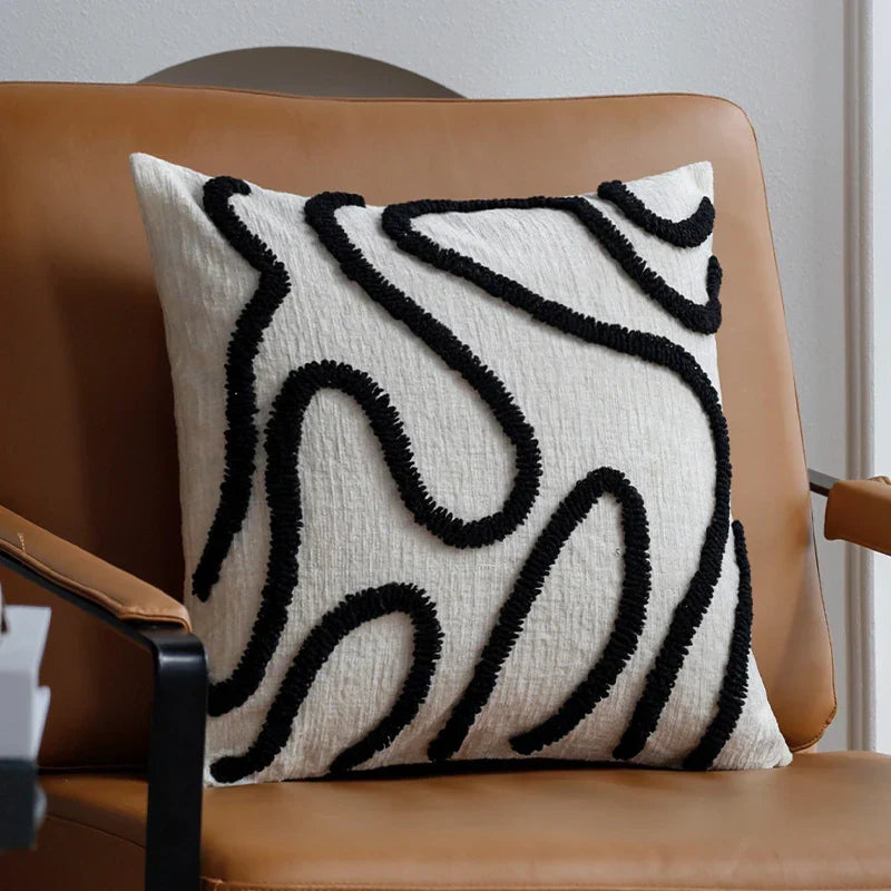 Boho Chenille Cushion Cover with Geometric Lines — product view 7