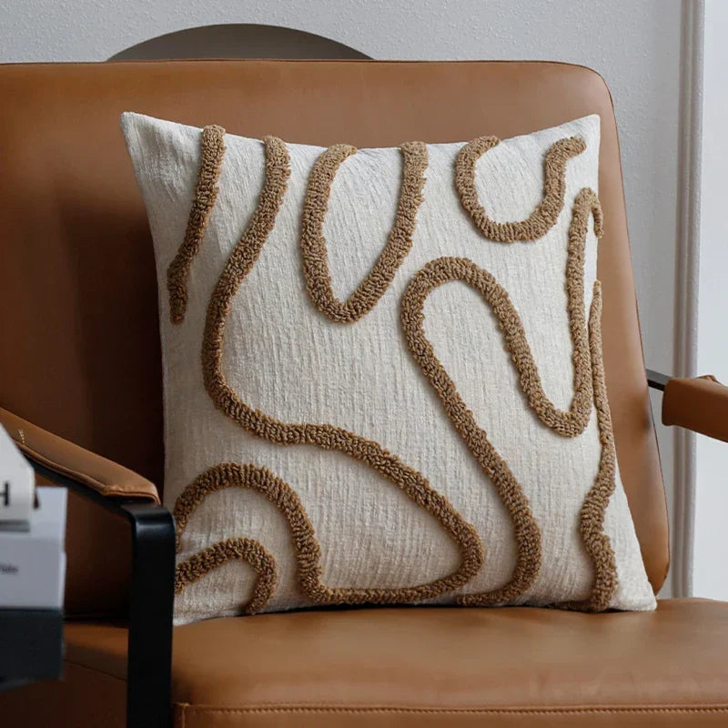 Boho Chenille Cushion Cover with Geometric Lines — product view 8