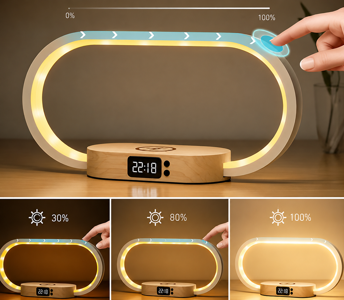 Multifunctional Night Light with Charger and Digital Clock — product view 4