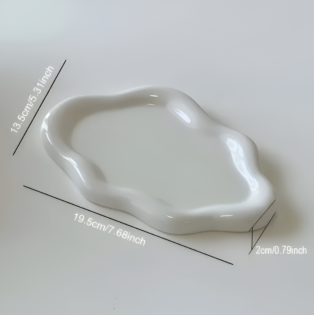 Elegant White Ceramic Jewelry Tray — product view 6