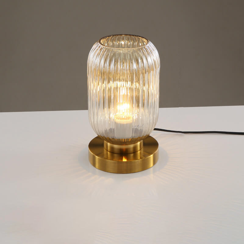 Modern Ribbed Glass Table Lamp — product view 1