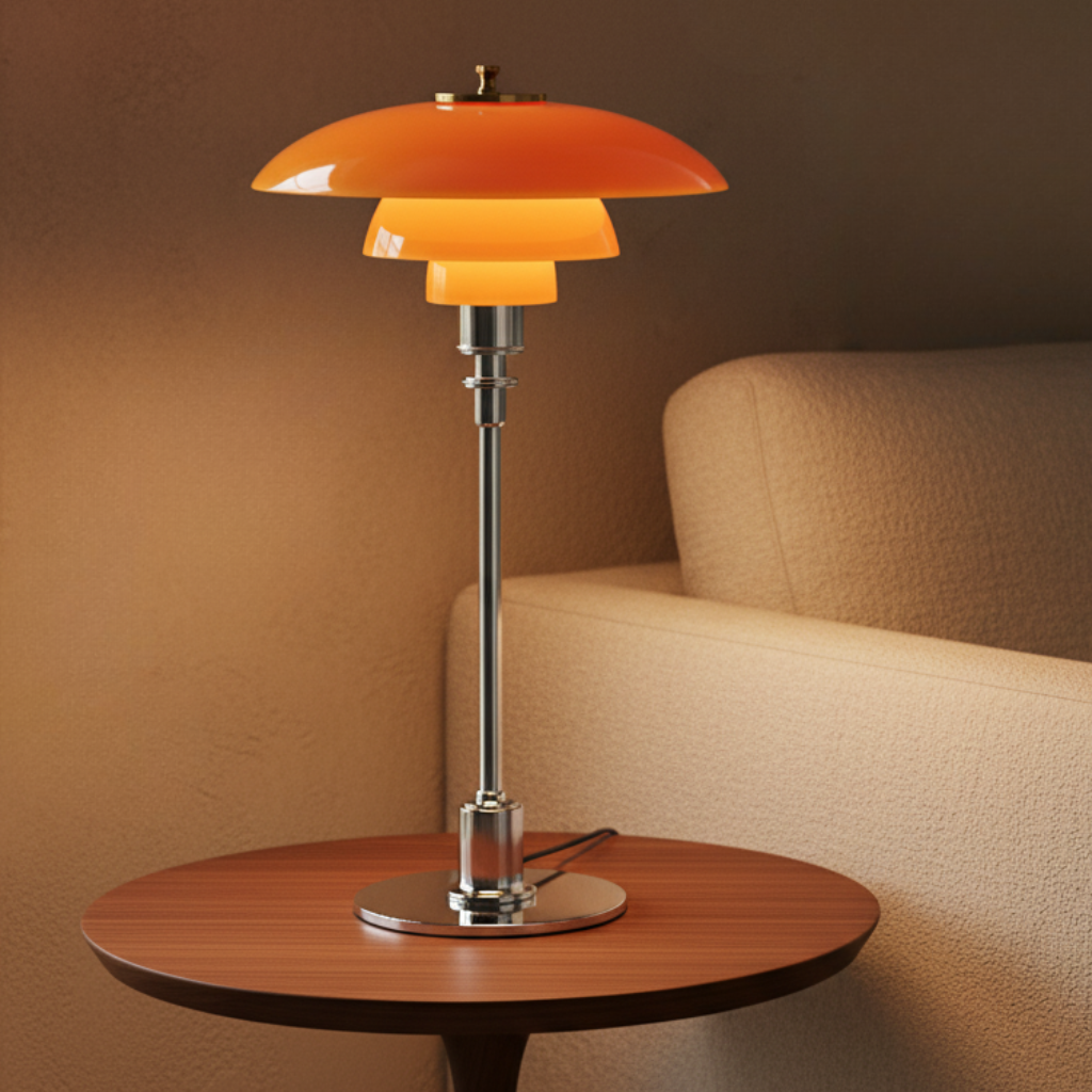 Scandinavian Glass Table Lamp with Minimalist LED Lighting — product view 2