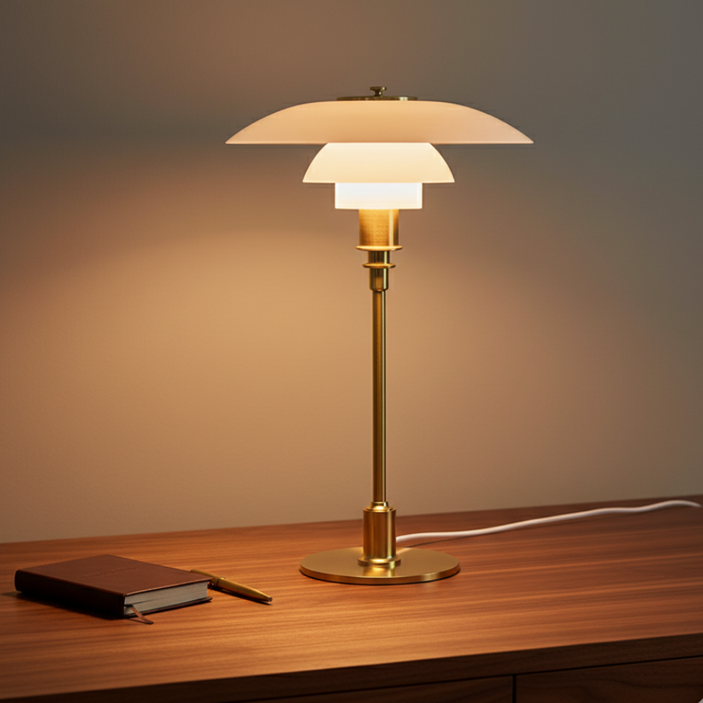Scandinavian Glass Table Lamp with Minimalist LED Lighting — product view 3
