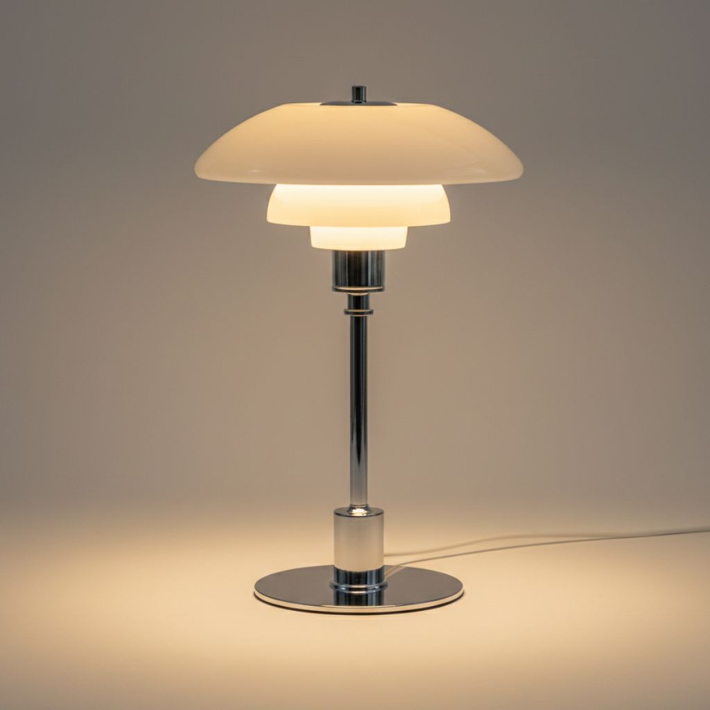 Scandinavian Glass Table Lamp with Minimalist LED Lighting — product view 4
