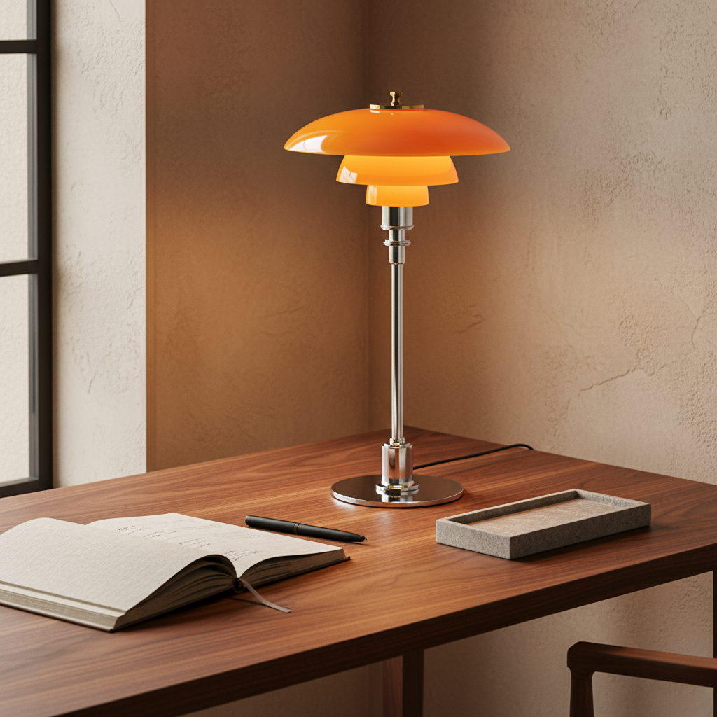 Scandinavian Glass Table Lamp with Minimalist LED Lighting — product view 7