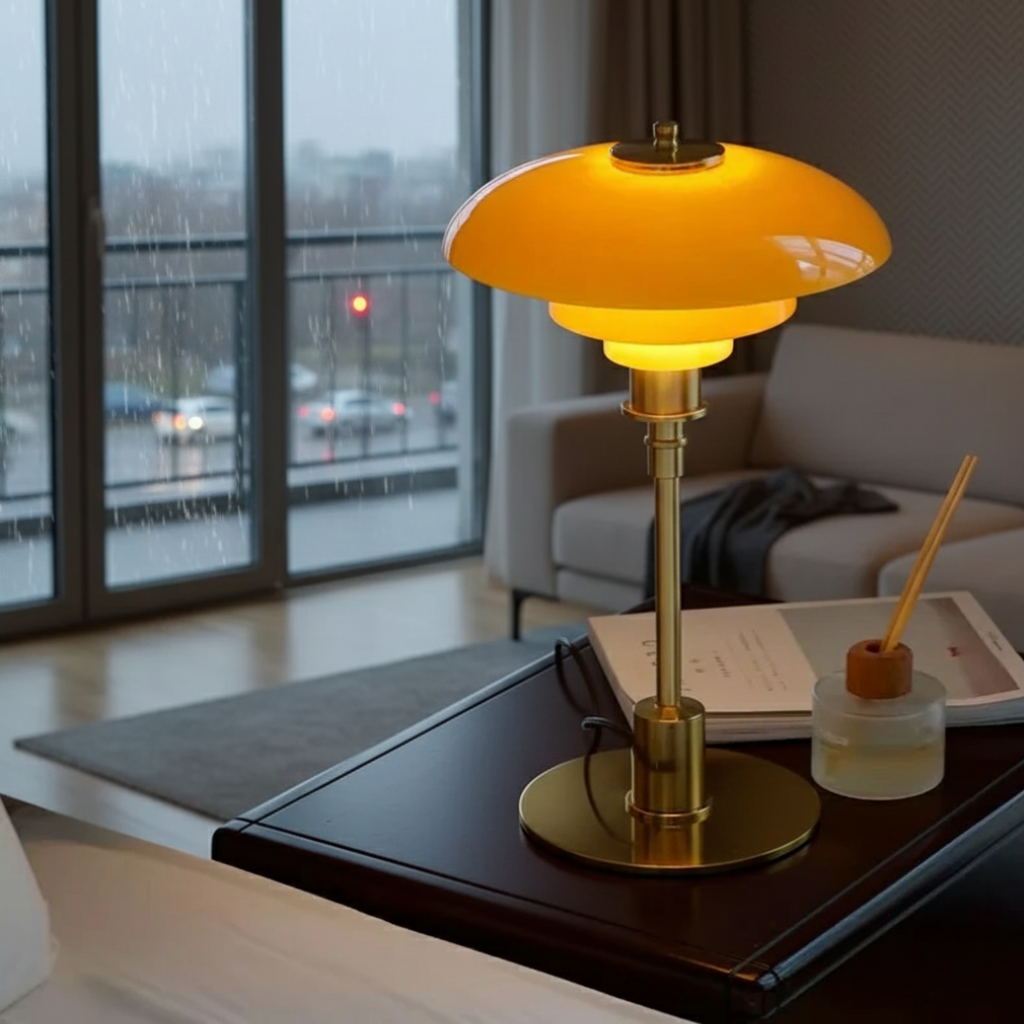 Scandinavian Glass Table Lamp with Minimalist LED Lighting — product view 10