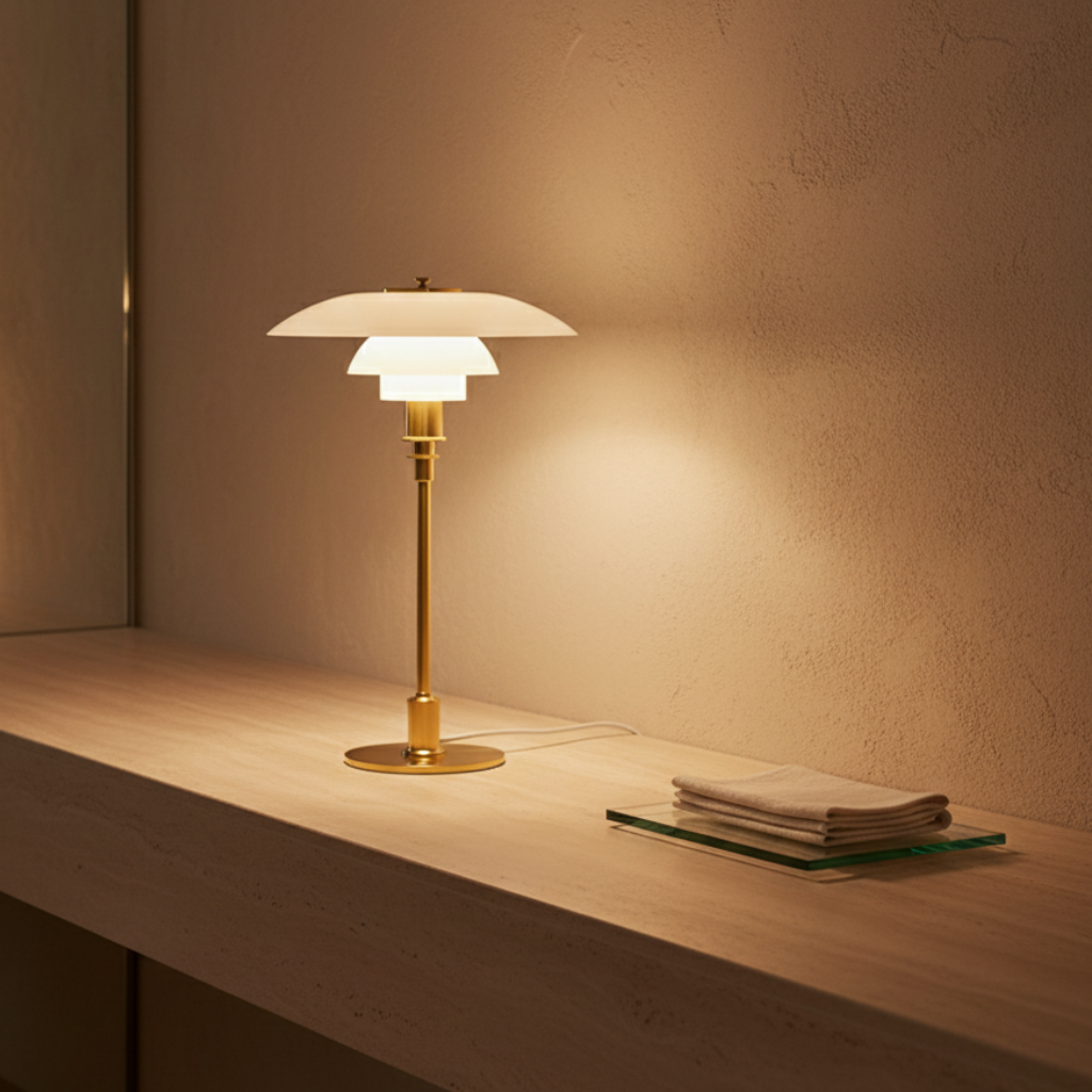 Scandinavian Glass Table Lamp with Minimalist LED Lighting — product view 12