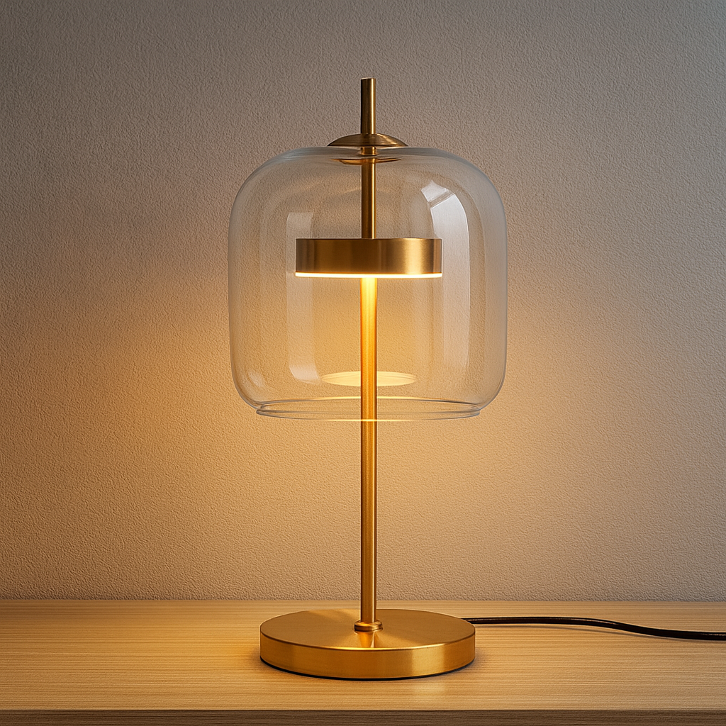 Stained Glass Table Lamp Gold Iron Base — product view 3