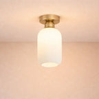 LED Ceiling Light Pleated Glass Gold Finish — product view 1
