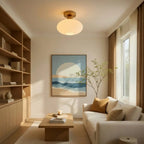 LED Ceiling Light Pleated Glass Gold Finish — product view 4