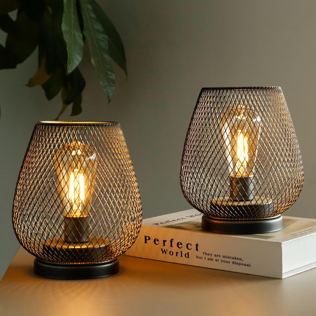Wireless Rechargeable Metal Mesh Table Lamp Warm White LED — product view 3