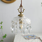 Vintage Copper Crystal Floral Pendant Light — product view 2
