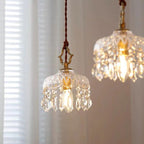 Vintage Copper Crystal Floral Pendant Light — product view 6