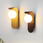 Modern Wood Effect LED Wall Light with Round Globe Shade — product view 8