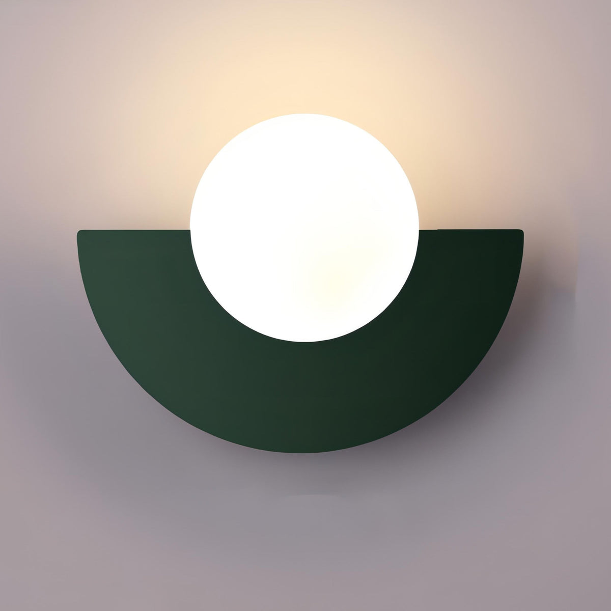 Modern Semicircle Wall Light with Round Glass Shade — product view 3