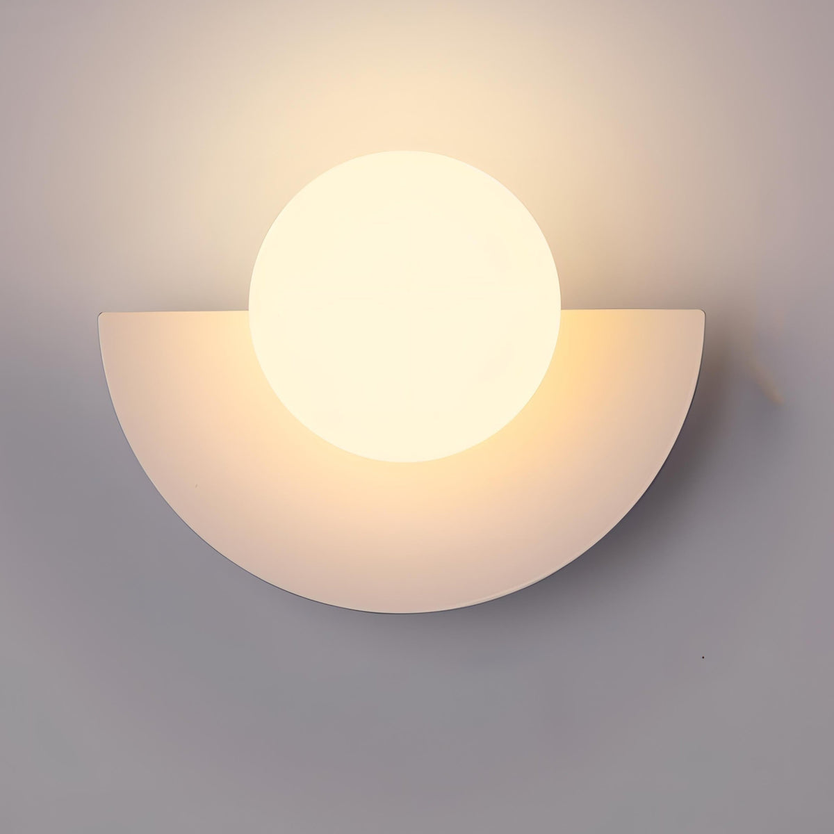 Modern Semicircle Wall Light with Round Glass Shade — product view 6