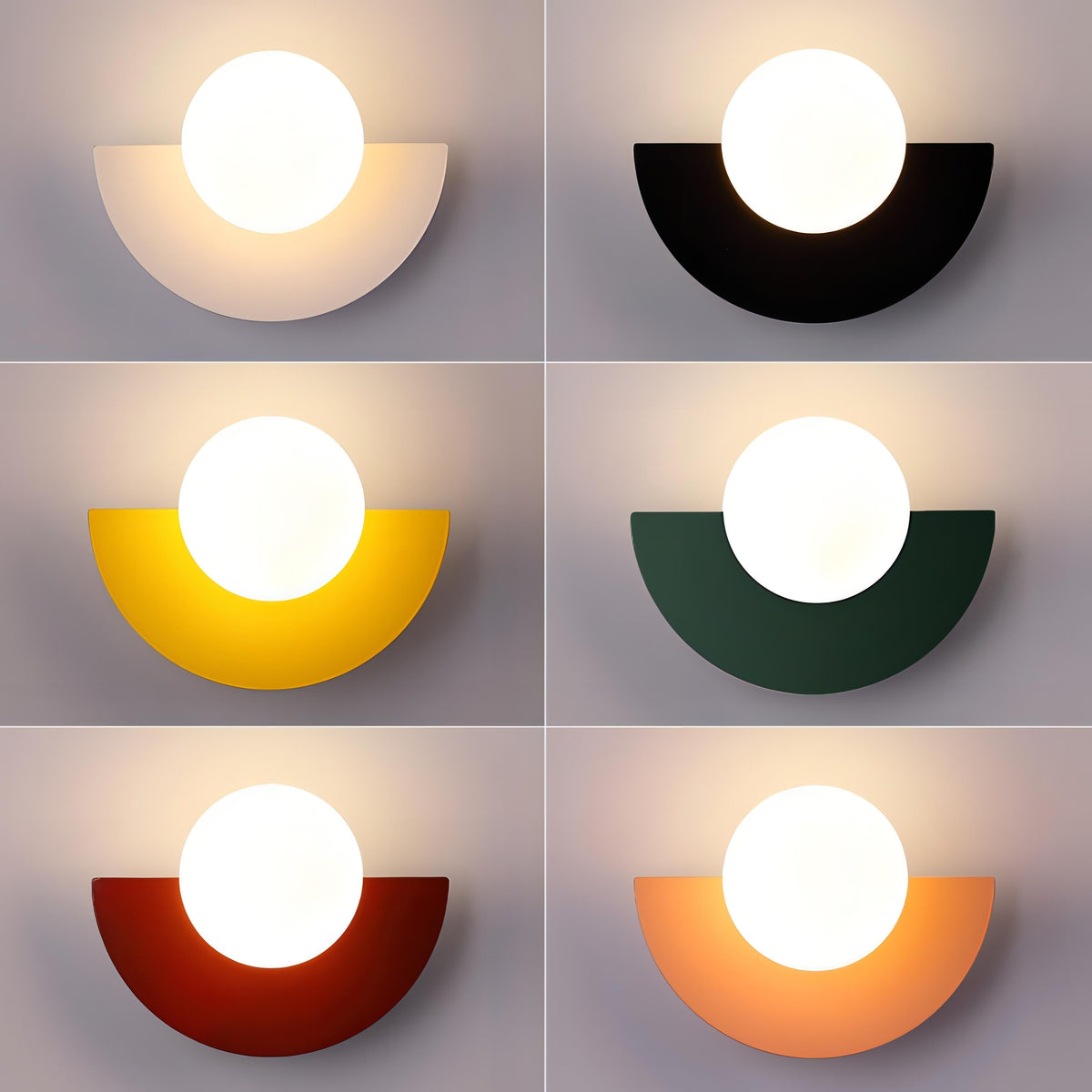 Modern Semicircle Wall Light with Round Glass Shade — product view 8