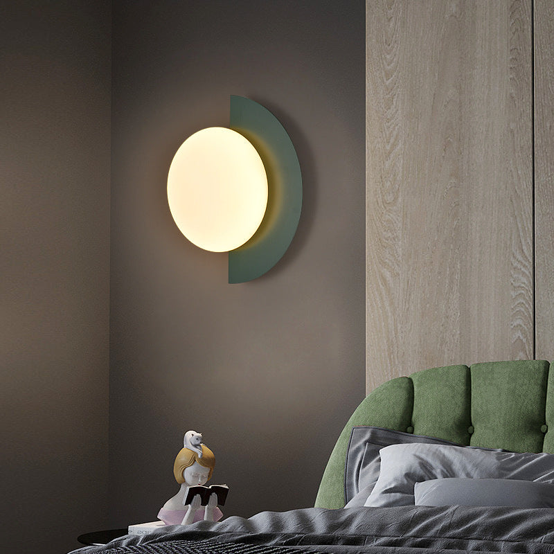 Modern Semicircle Wall Light with Round Glass Shade — product view 12
