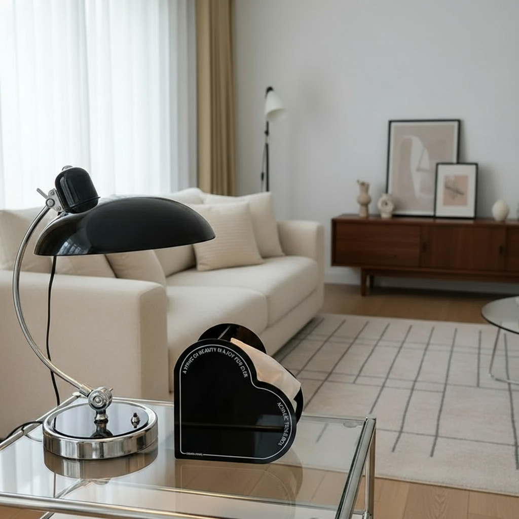 Modern Table Lamp Curved Chrome Metal Bedside Bauhaus Design — product view 1