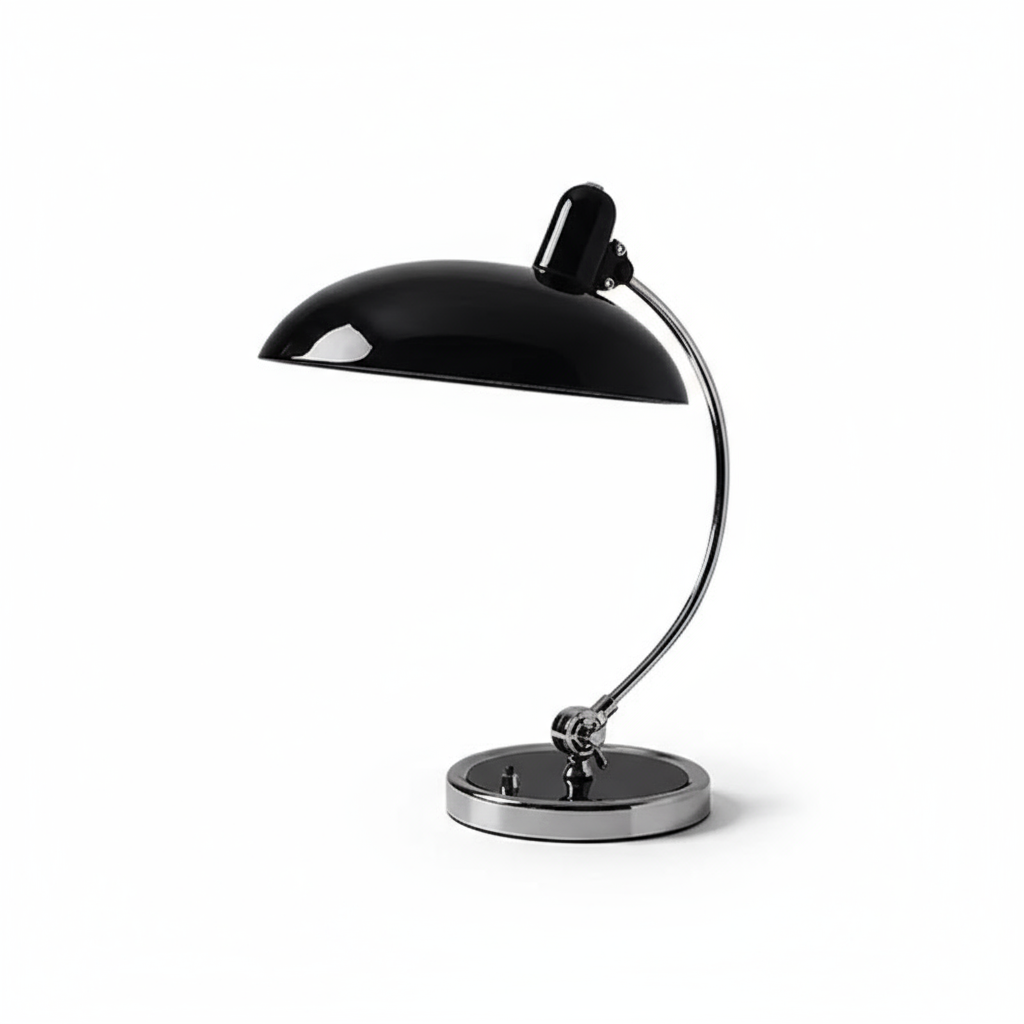 Modern Table Lamp Curved Chrome Metal Bedside Bauhaus Design — product view 11