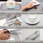 Washable Placemats Heat Resistant Non-Slip Woven Vinyl Dining Table Mats — product view 4