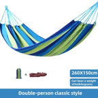 Double Hammock Striped Cotton Canvas Outdoor Camping Swing Bed — product view 4