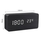 Digital Alarm Clock LED Wood Voice Control Temperature Display Bedside — product view 10
