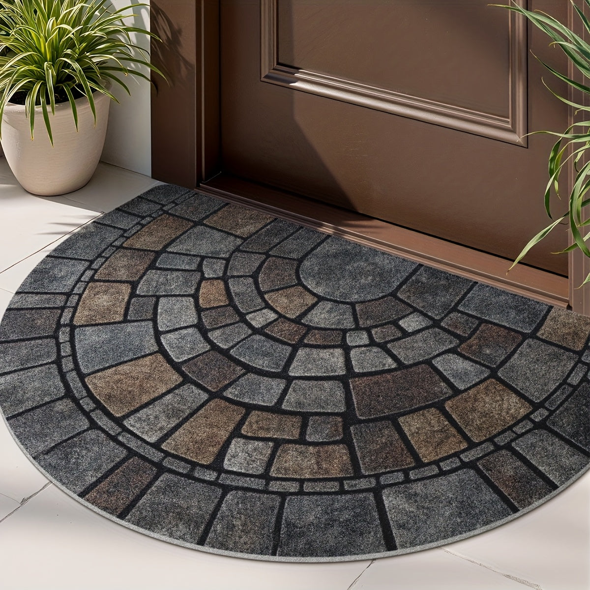 Half-Circle Mosaic Door Mat | Indoor & Outdoor Use — product view 1