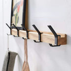 Wall Mounted Coat Rack Black Wood Adjustable Hooks Entryway Organizer — product view 1