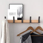 Wall Mounted Coat Rack Black Wood Adjustable Hooks Entryway Organizer — product view 3