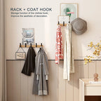 Wall Mounted Coat Rack Black Wood Adjustable Hooks Entryway Organizer — product view 4