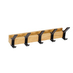 Wall Mounted Coat Rack Black Wood Adjustable Hooks Entryway Organizer — product view 5