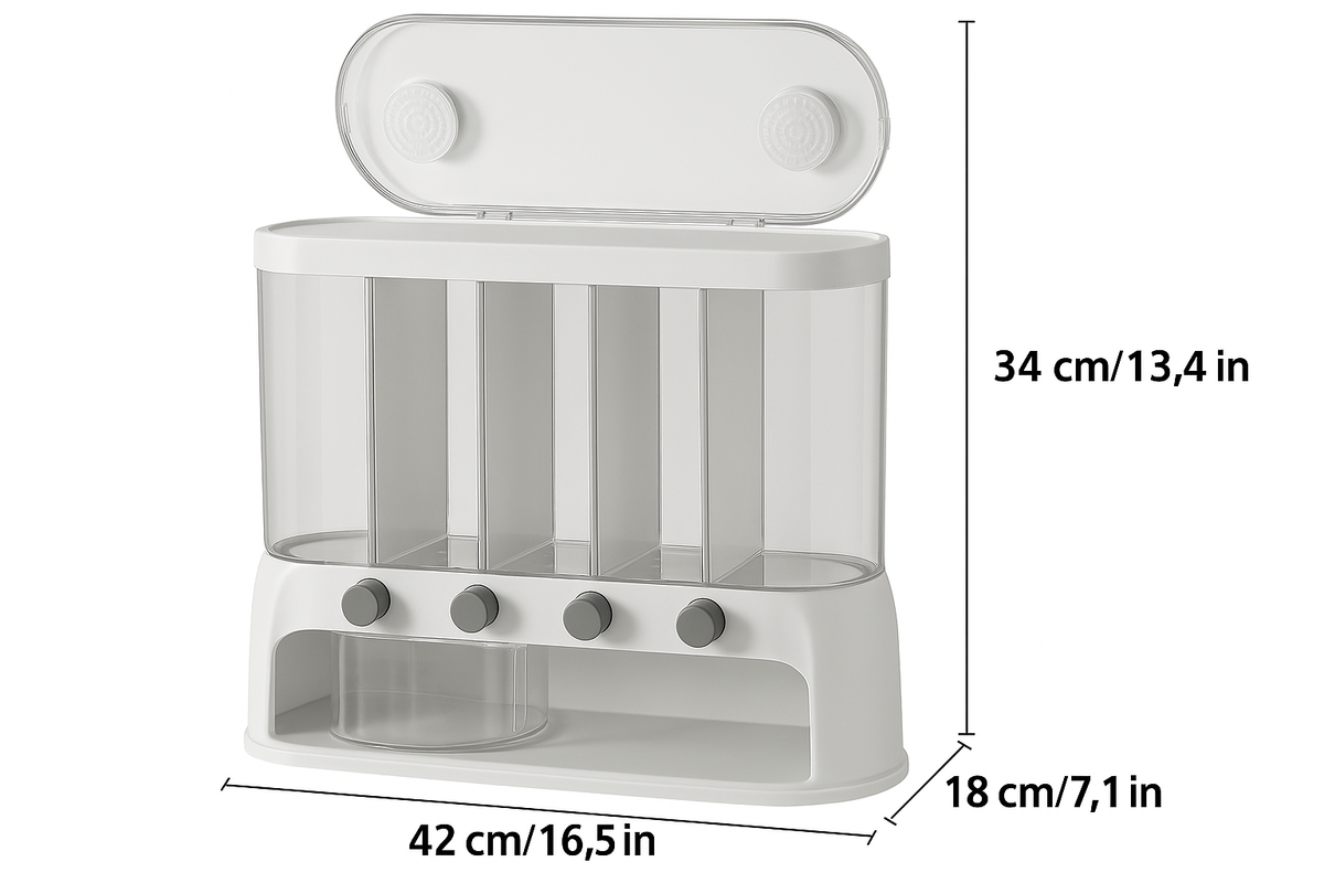 Airtight Grain Storage Container Multi Compartment Pantry Organizer Dry Food Dispenser — product view 5