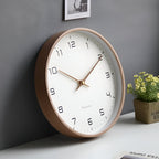 Minimalist Wall Clock Wood Frame Nordic Scandinavian Silent Quartz — product view 3