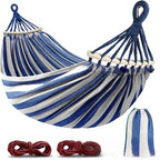 Double Hammock Canvas Swing Bed Wooden Spreader Bars Camping Outdoor — product view 1