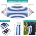 Double Hammock Canvas Swing Bed Wooden Spreader Bars Camping Outdoor — product view 4