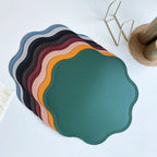 Round Faux Leather Placemats Set 4 Waterproof Heat Resistant Embossed — product view 5