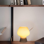 Vintage Bedside Lamp Ribbed Glass Mushroom Table Lamp Dimmable — product view 2