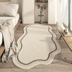 Irregular Shaped Rug Cream Non Slip Soft Area Carpet — product view 2