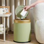 Modern Trash Can Oval Press Top Bathroom Bin Dual Inner Bucket — product view 1