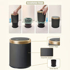 Modern Trash Can Oval Press Top Bathroom Bin Dual Inner Bucket — product view 4