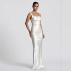Women's Evening Dress Ruched Bodycon Spaghetti Strap Long Formal Maxi Gown — product view 1