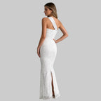 One Shoulder Lace Bodycon Maxi Dress Sleeveless Slim Fit Party Dress — product view 3